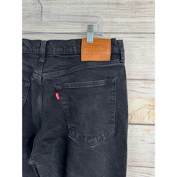 Levis Premium 541 Athletic Taper Fit Jeans Mens 36x34 Black Dark Wash Denim - Picture 4 of 10